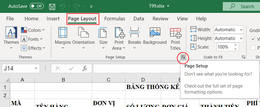 Lặp lại dòng tiêu đề trong Excel
